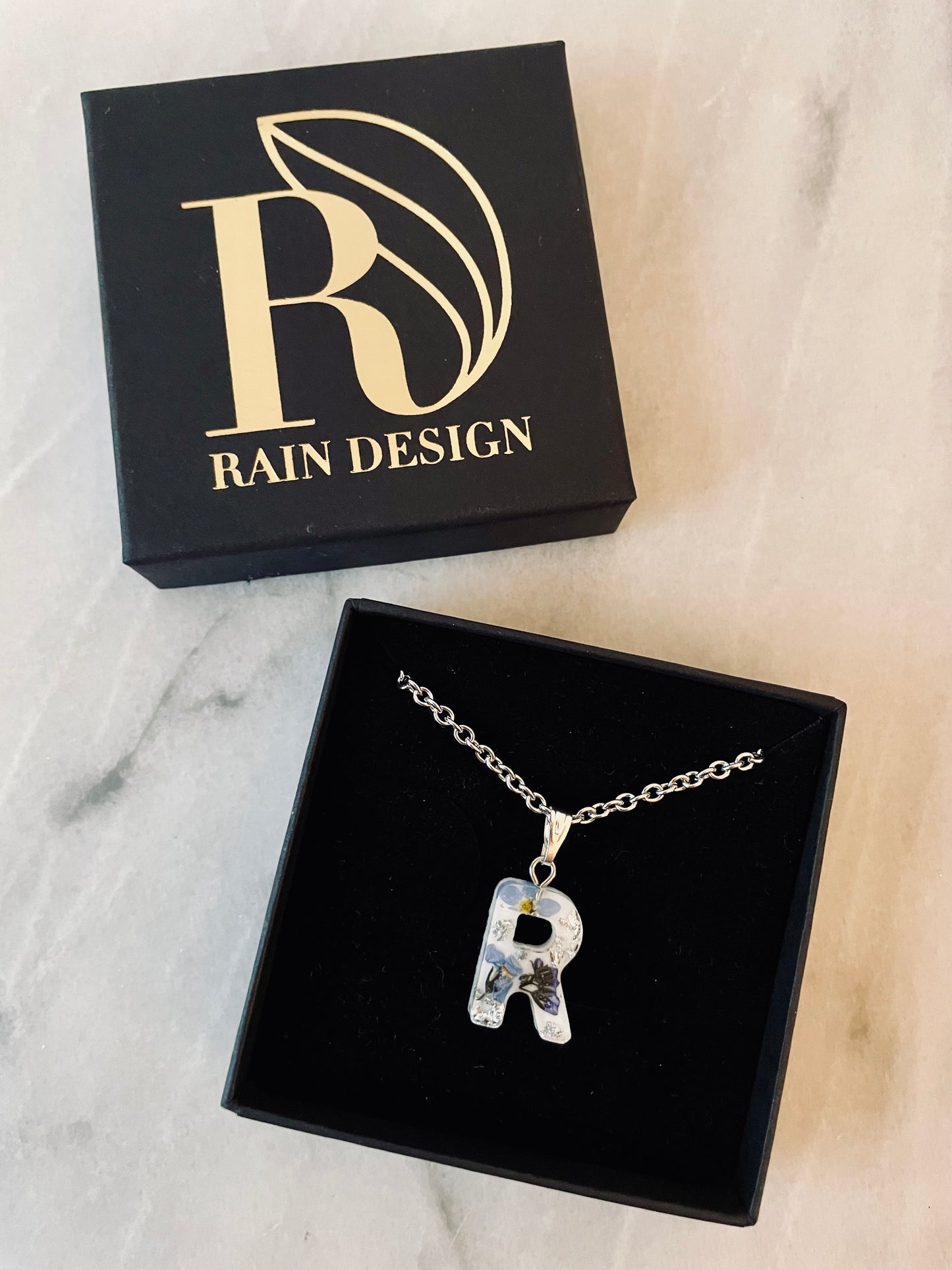 Forget me not letter necklace