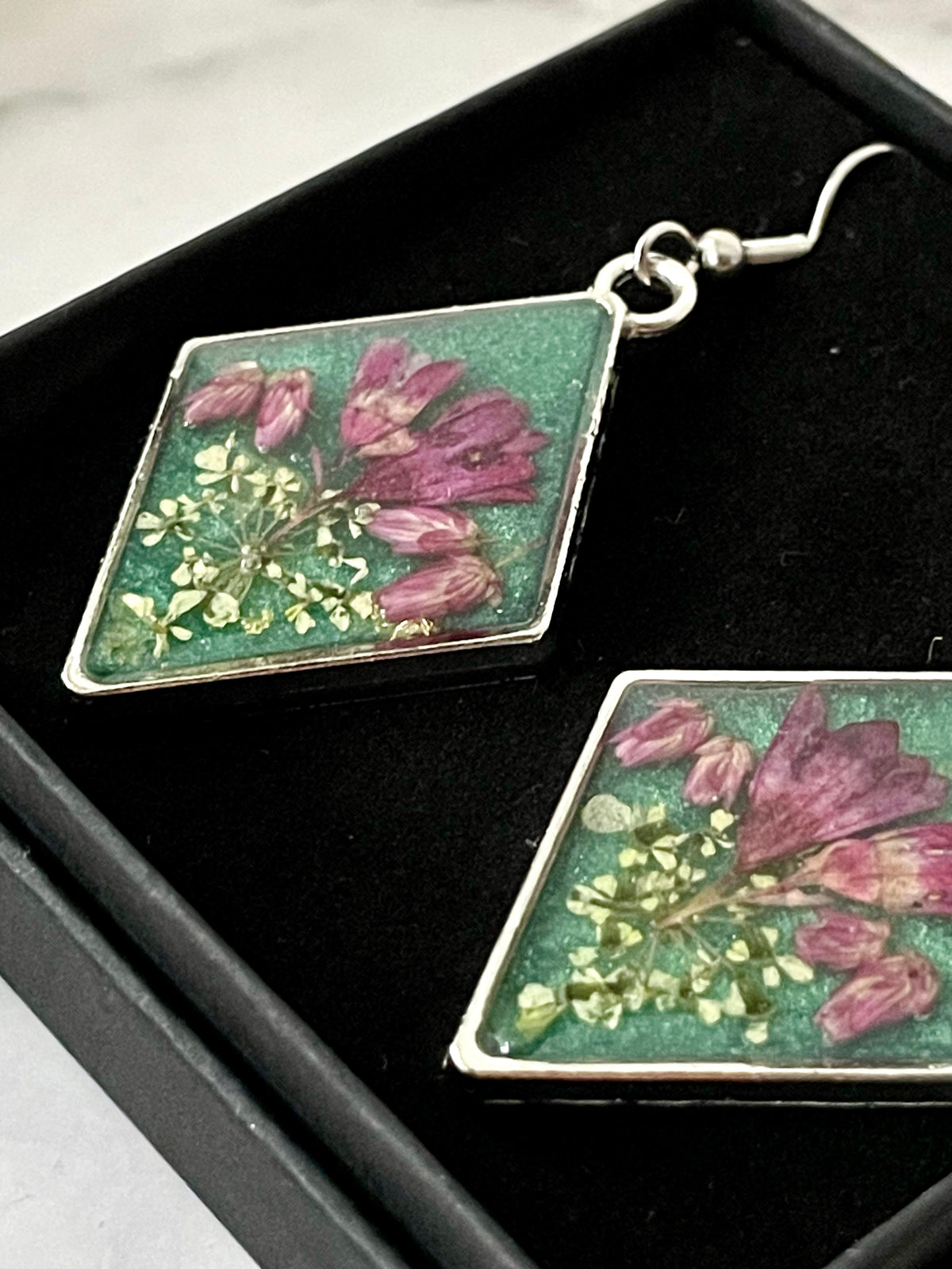 Wildflower pink & green earrings