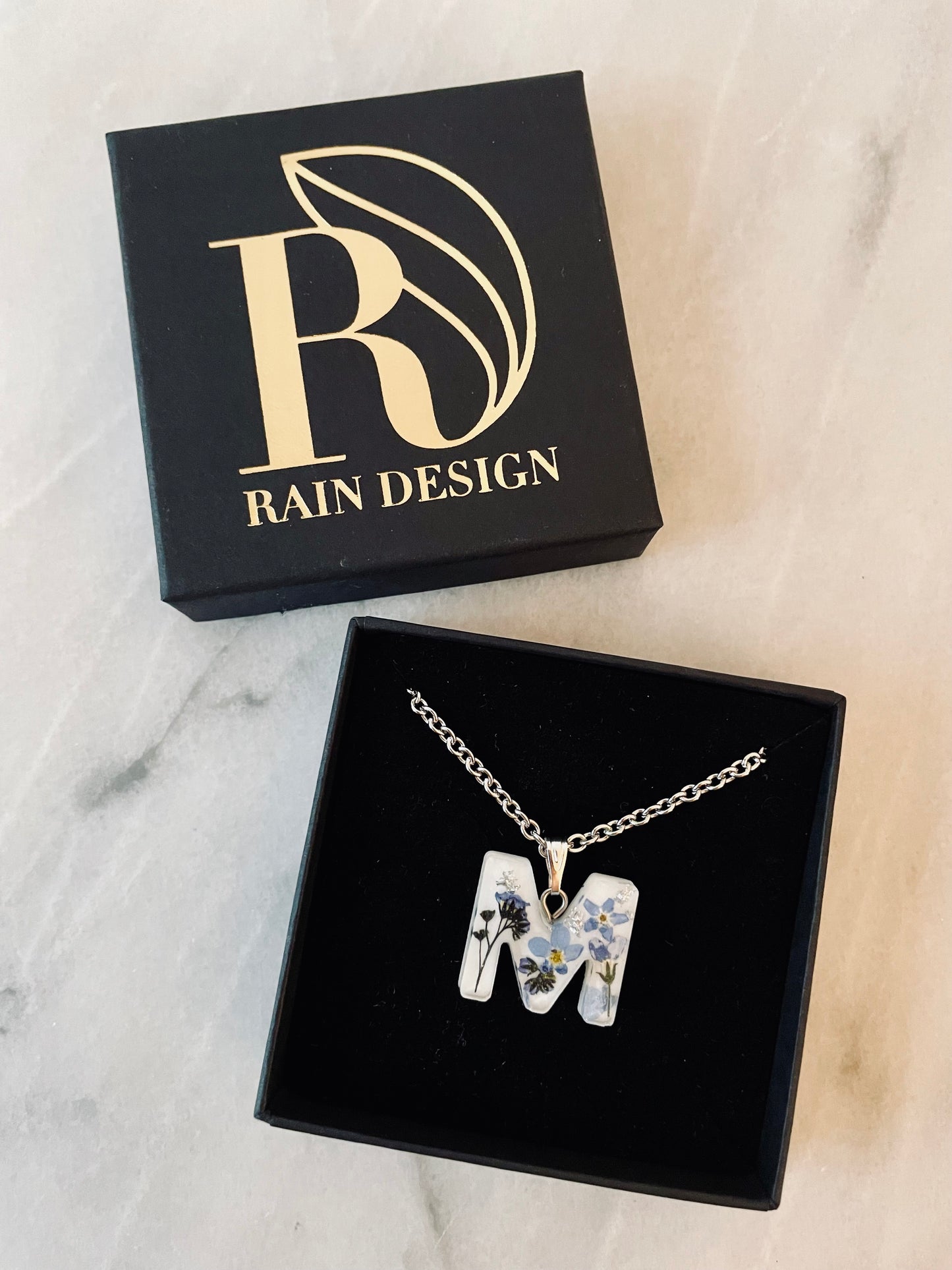 Forget me not letter necklace