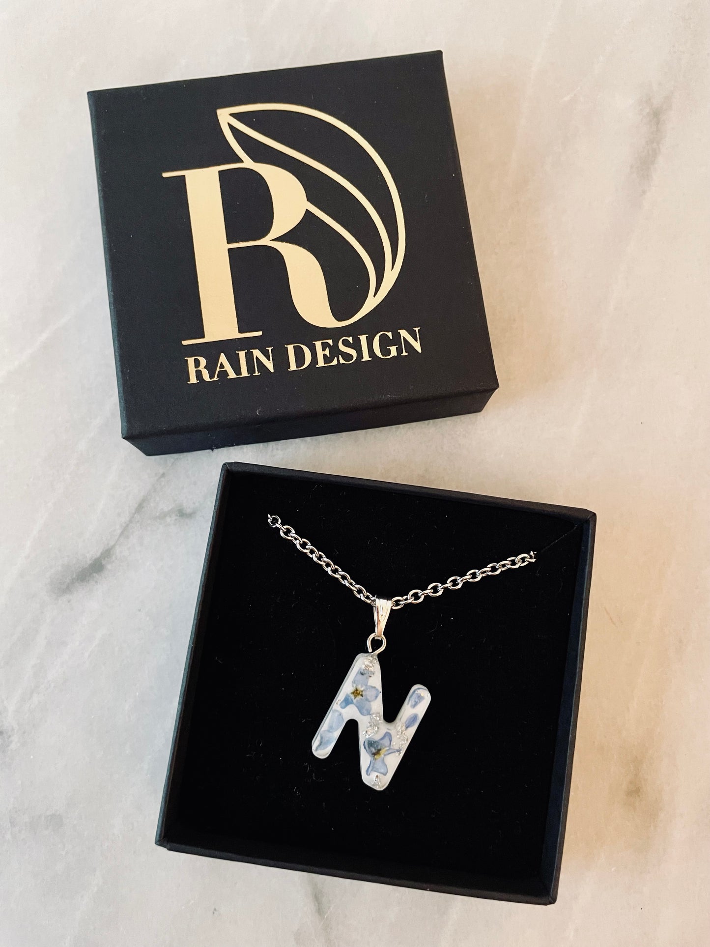 Forget me not letter necklace