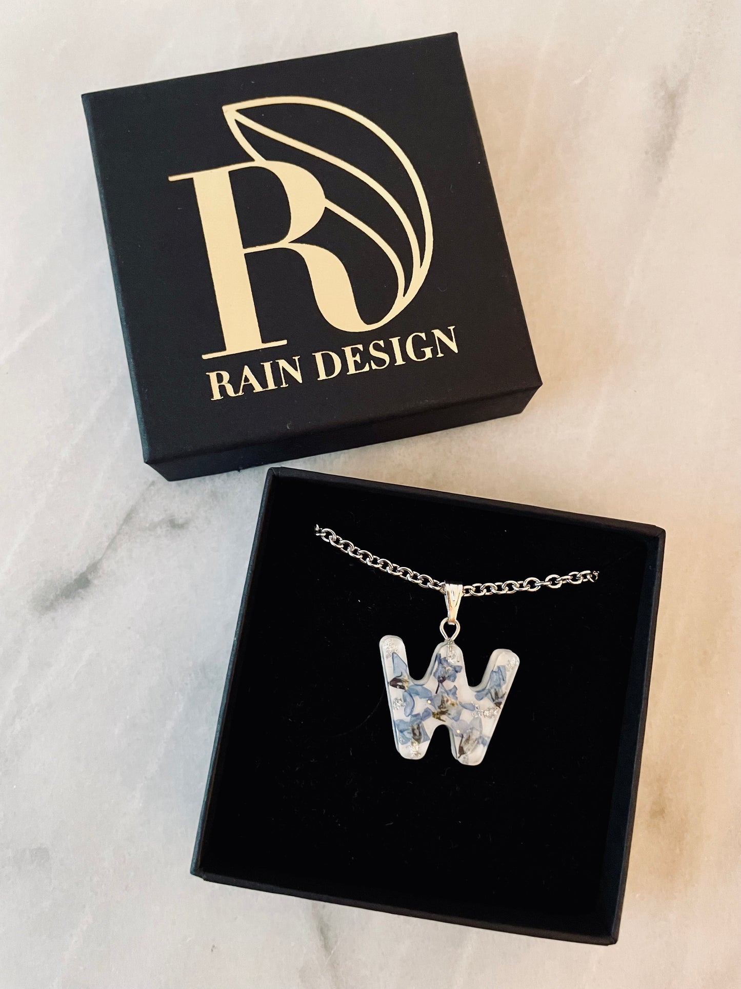 Forget me not letter necklace