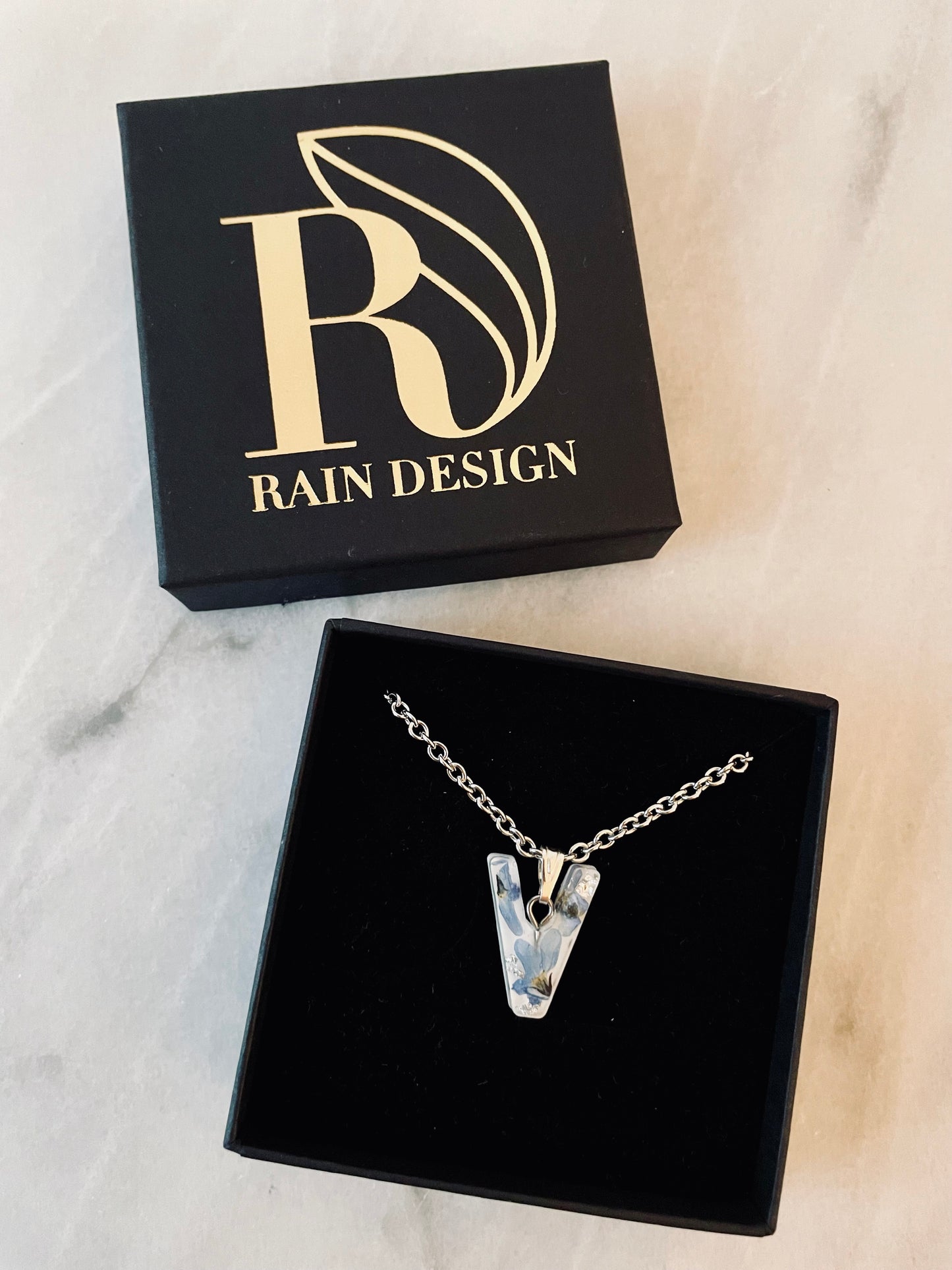 Forget me not letter necklace
