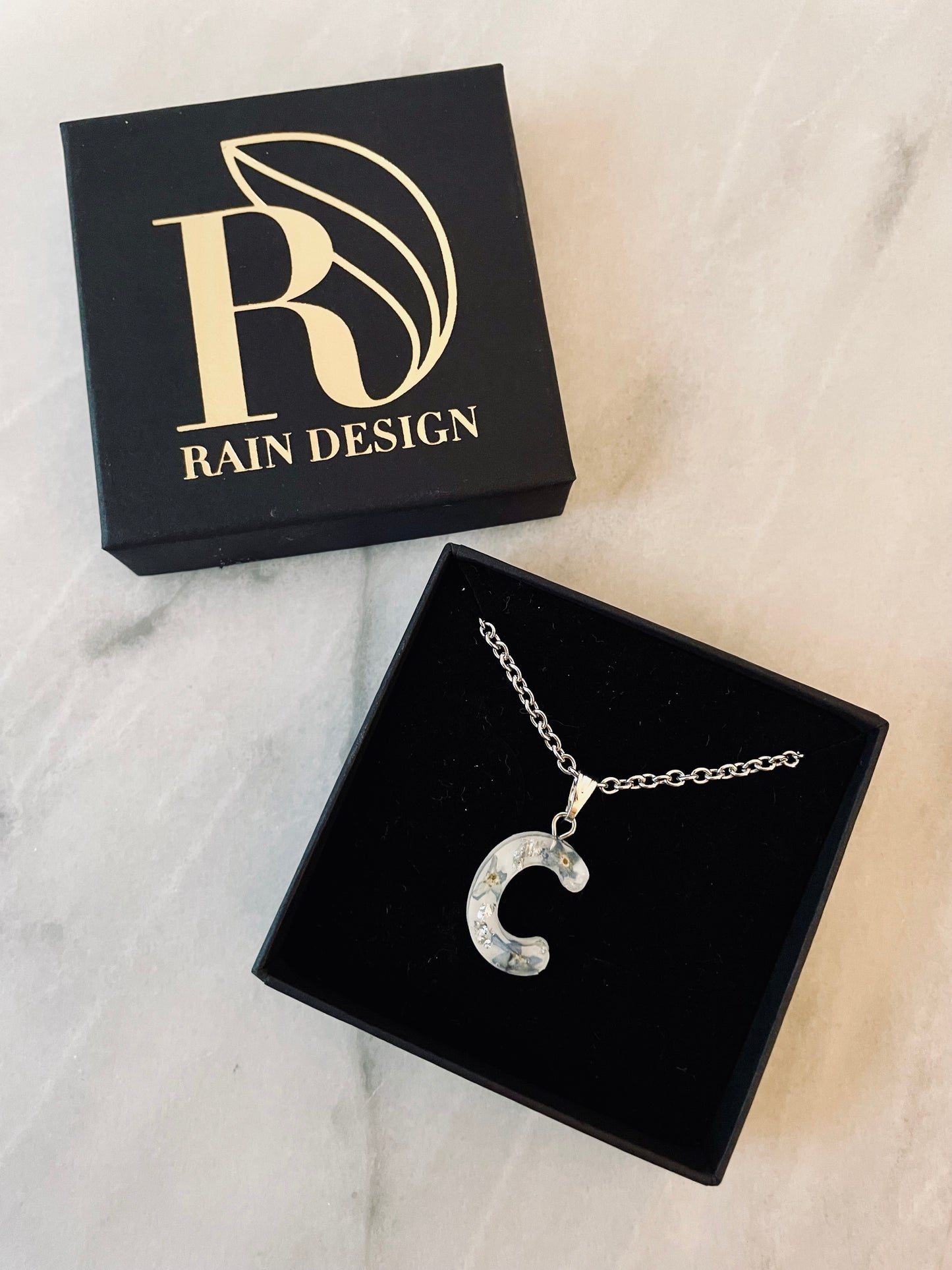 Forget me not letter necklace