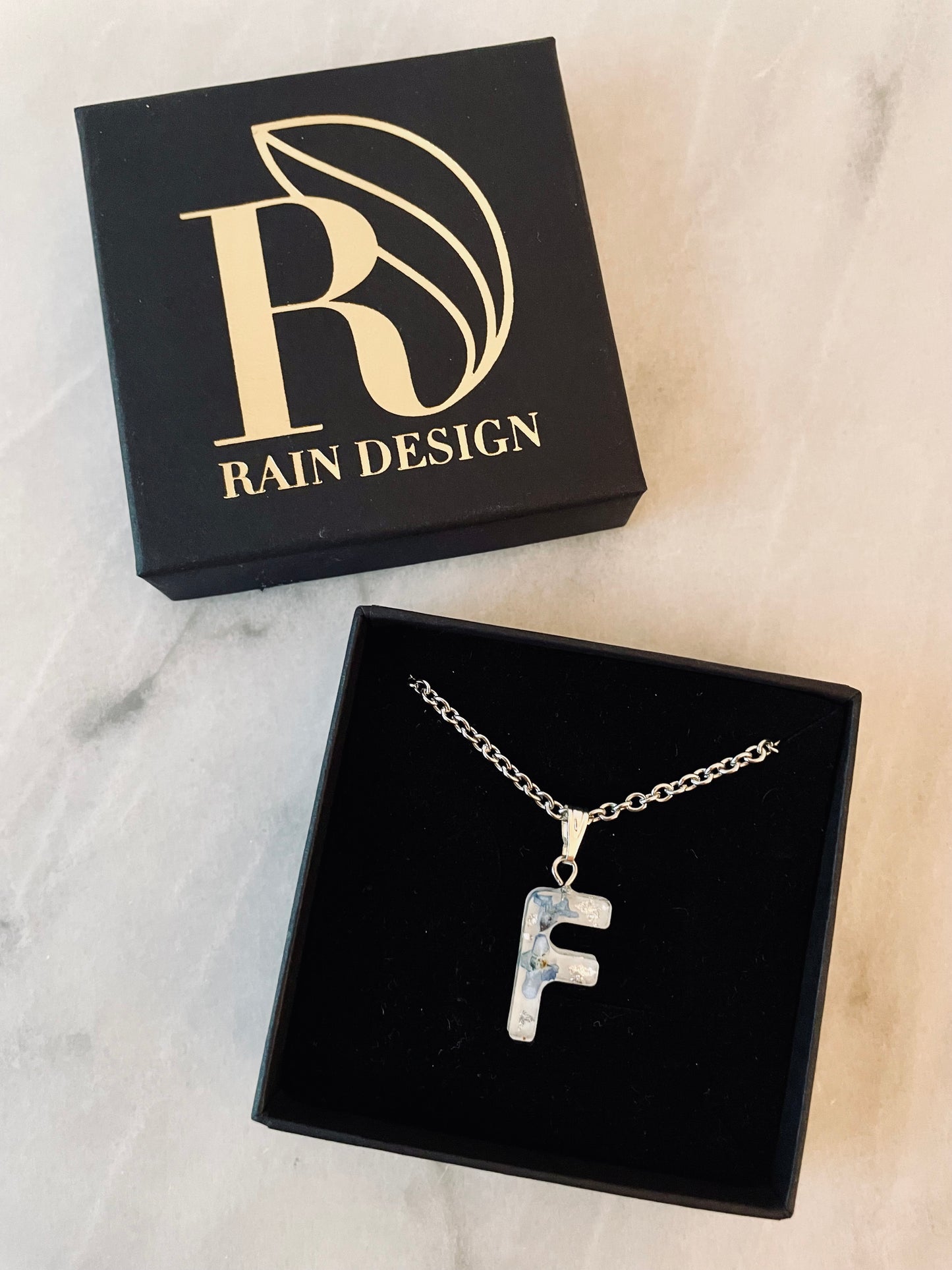 Forget me not letter necklace