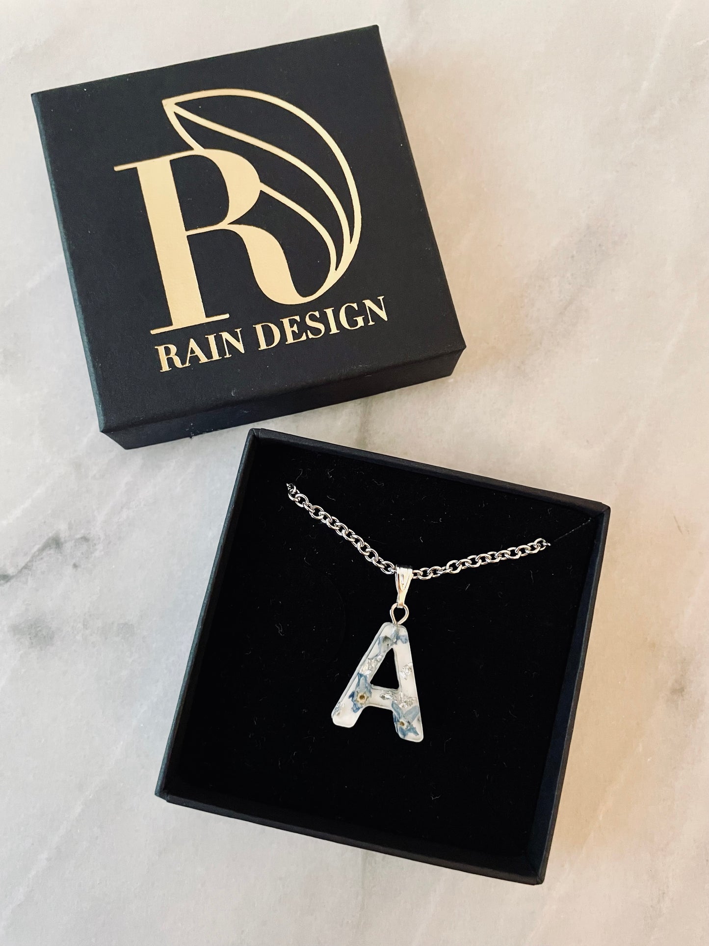 Forget me not letter necklace