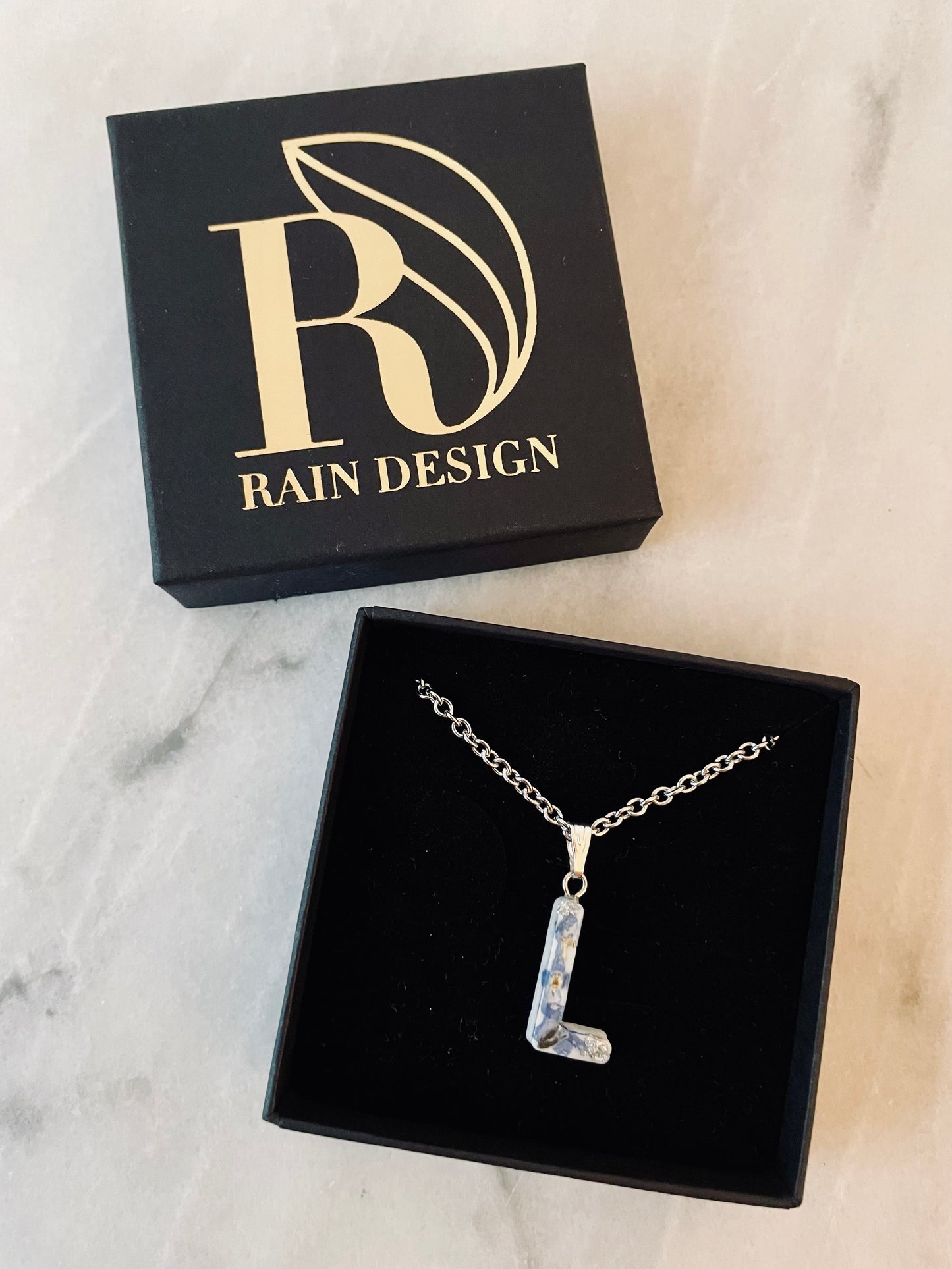 Forget me not letter necklace