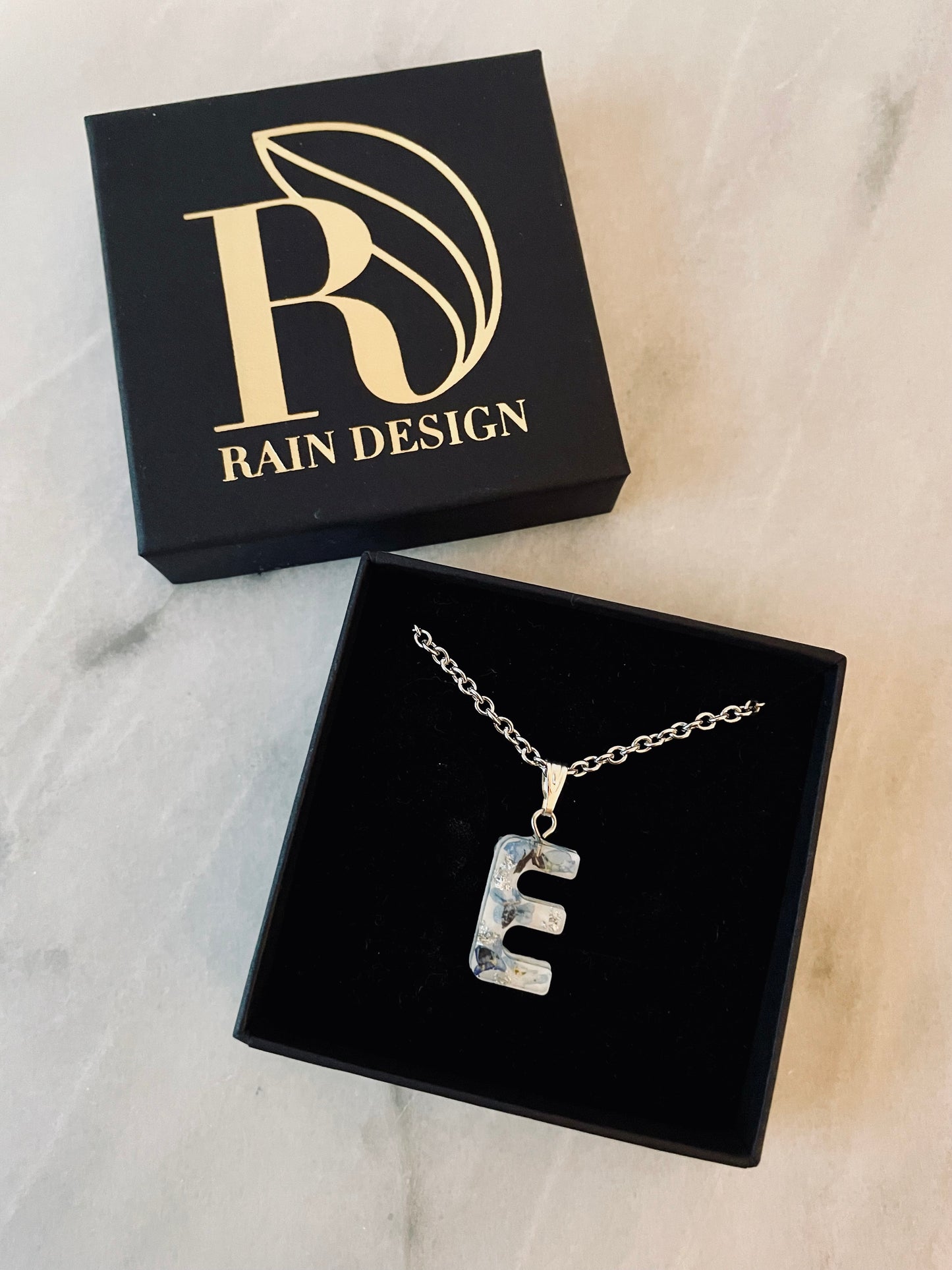 Forget me not letter necklace