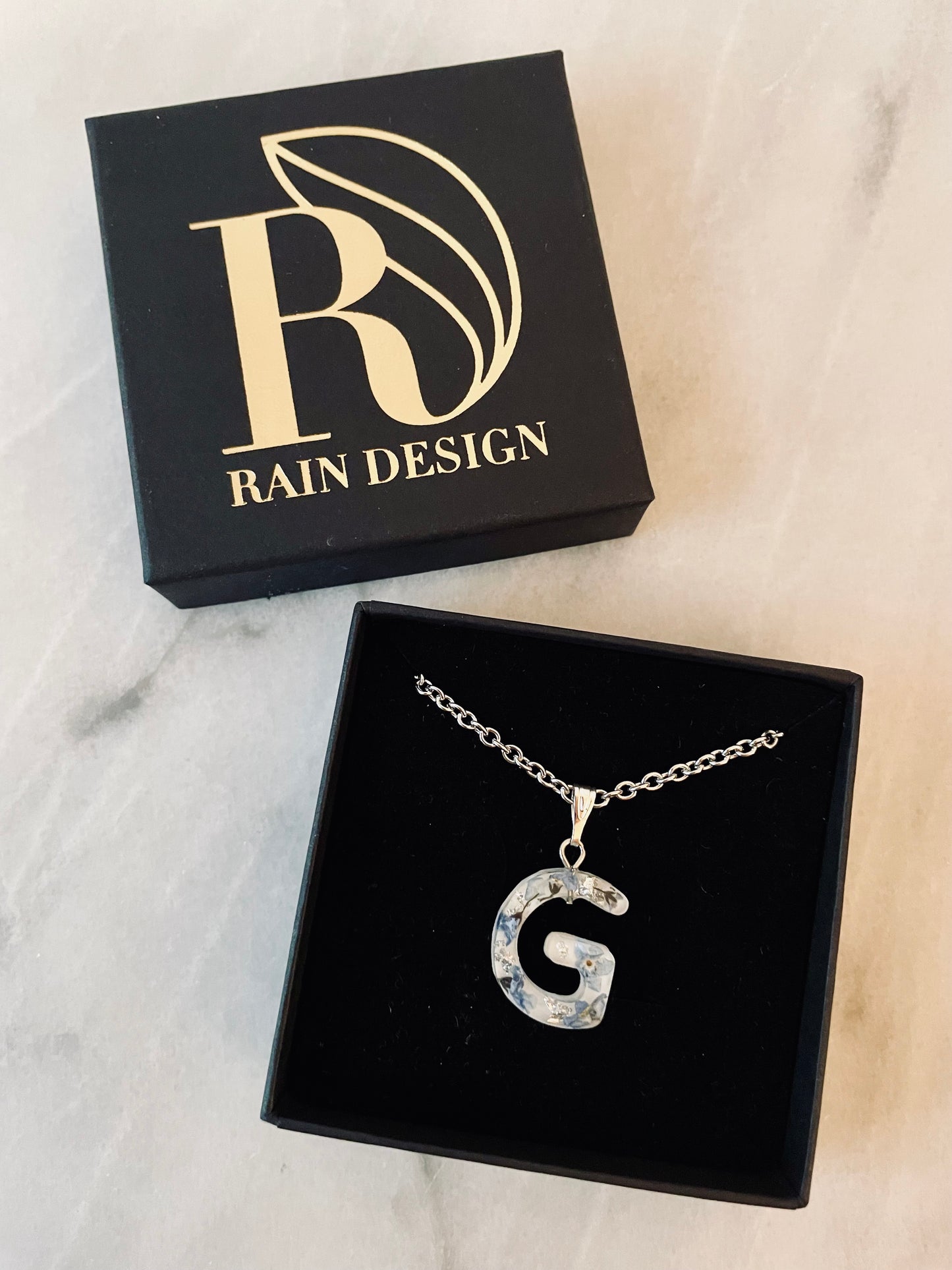 Forget me not letter necklace
