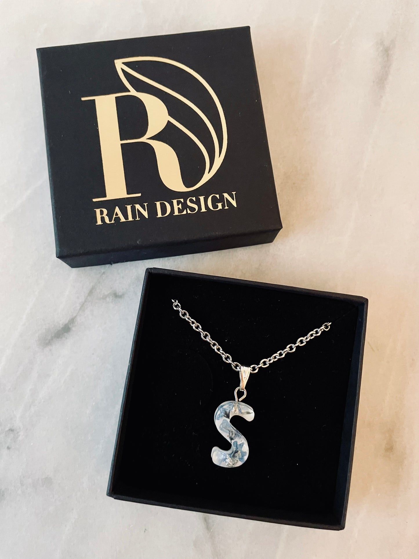 Forget me not letter necklace