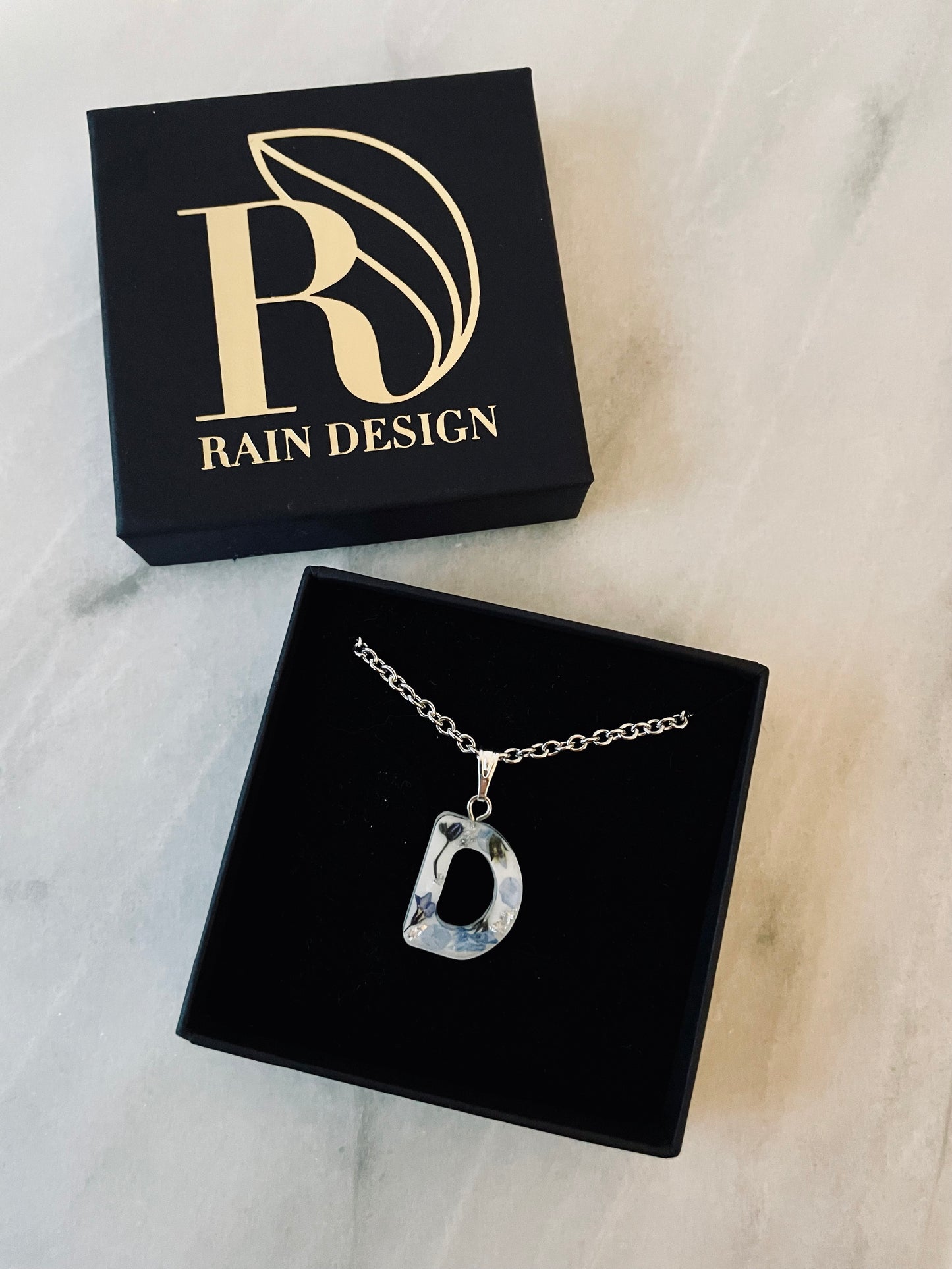 Forget me not letter necklace