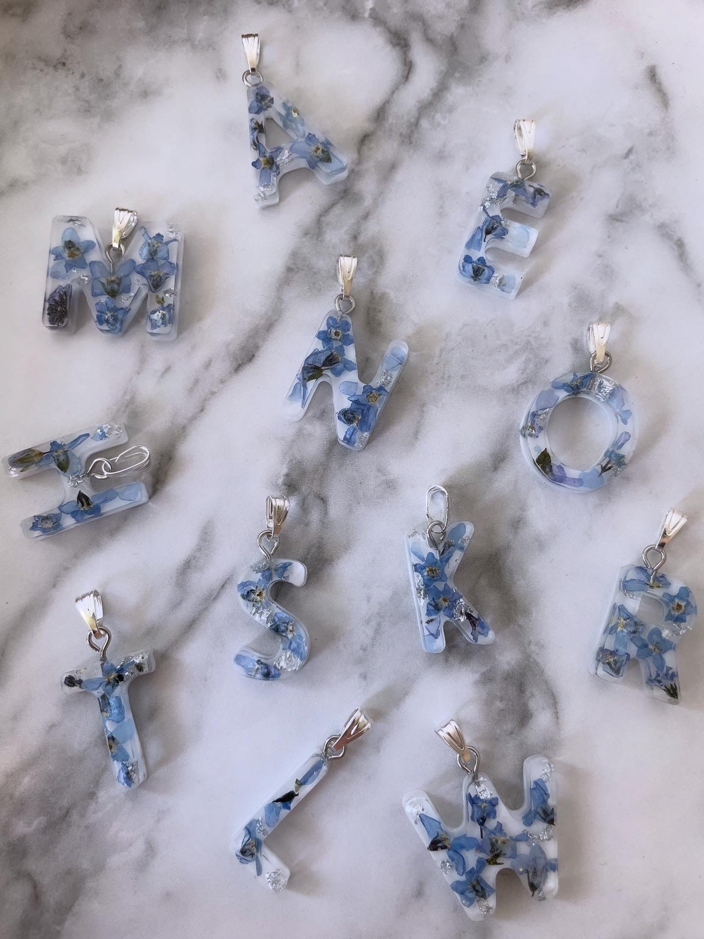 Forget me not letter necklace