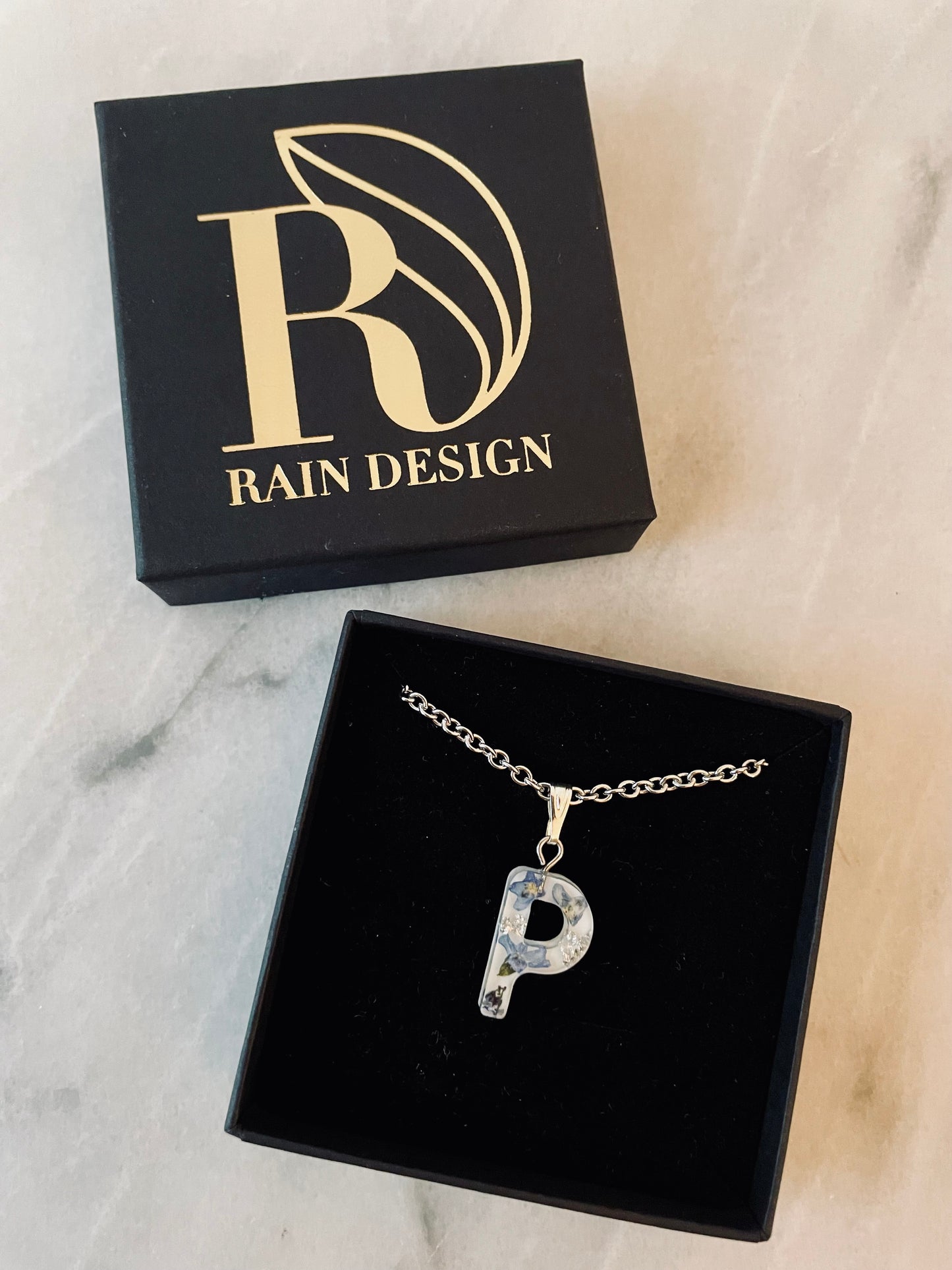 Forget me not letter necklace