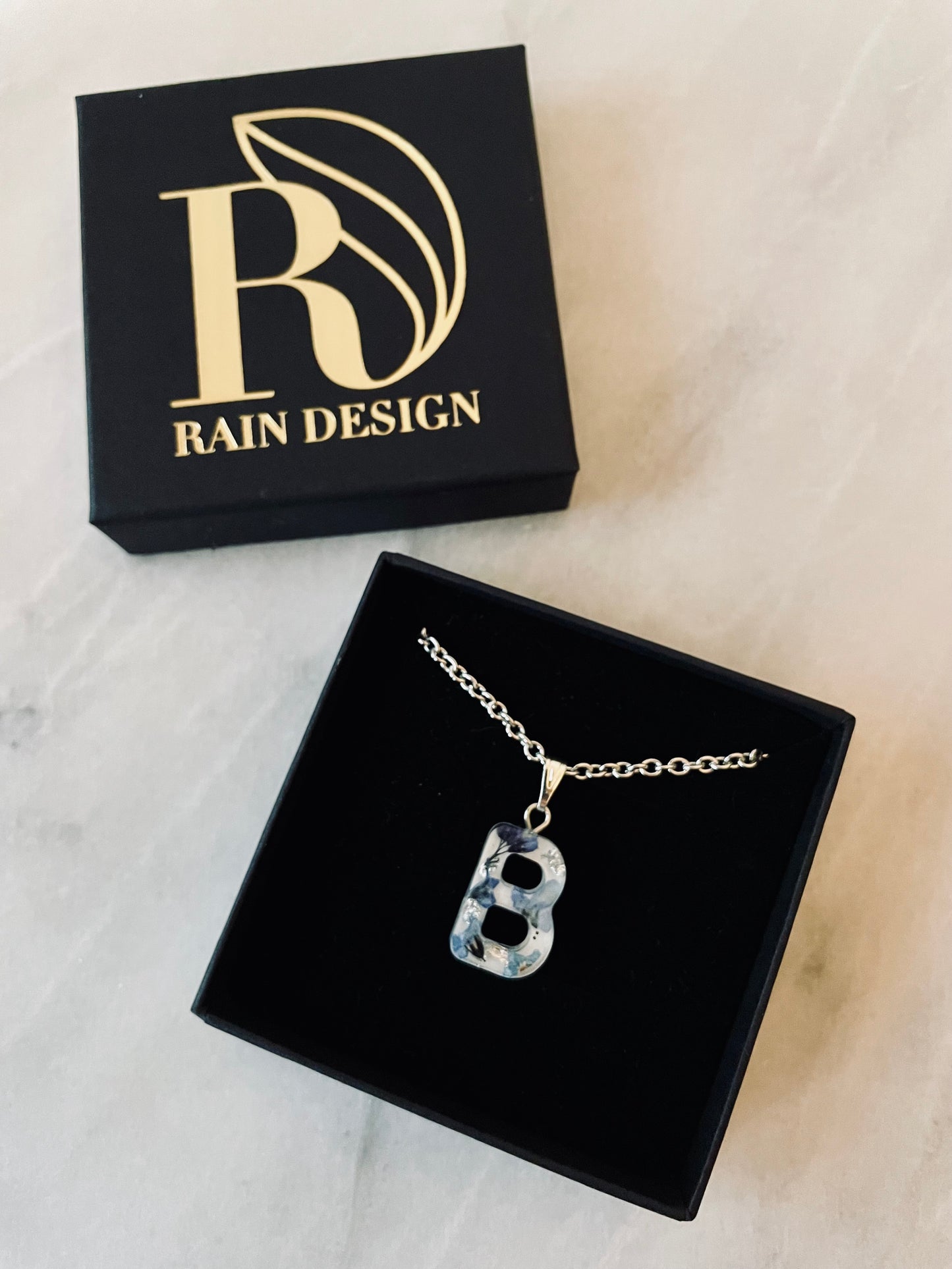 Forget me not letter necklace
